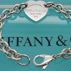 Tiffany & Co. Sterling Silver 7 1/4" Please Return to Heart Tag Bracelet